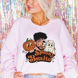 Spooky Benito Bad Bunny Halloween Pink Sweatshirt 2XL